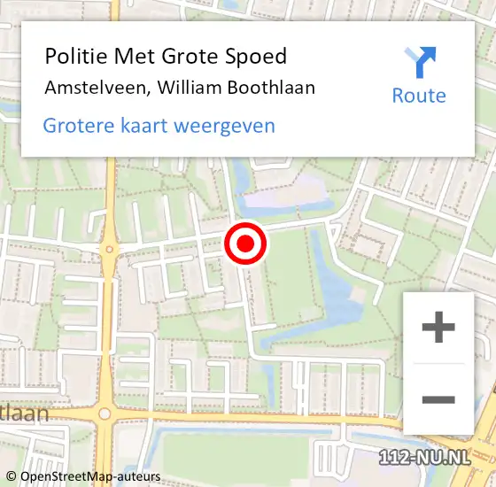 Locatie op kaart van de 112 melding: Politie Met Grote Spoed Naar Amstelveen, William Boothlaan op 6 april 2023 10:27