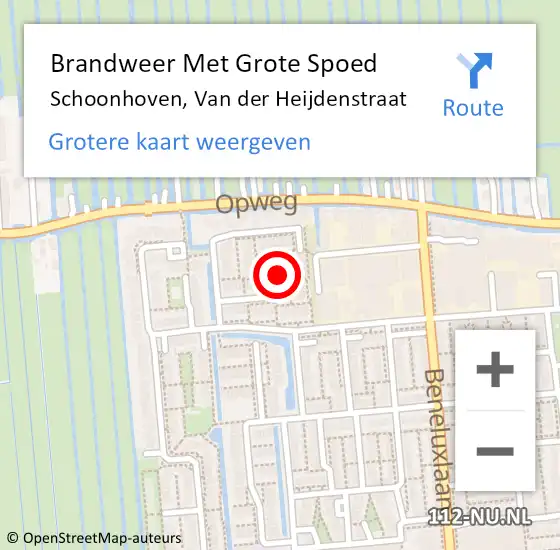 Locatie op kaart van de 112 melding: Brandweer Met Grote Spoed Naar Schoonhoven, Van der Heijdenstraat op 6 april 2023 10:34