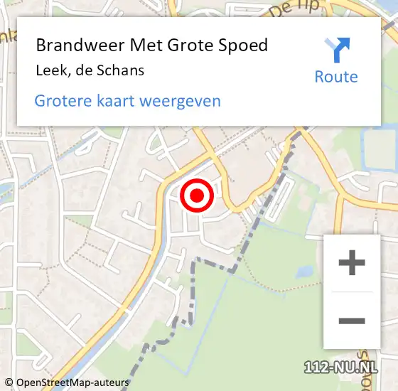 Locatie op kaart van de 112 melding: Brandweer Met Grote Spoed Naar Leek, de Schans op 6 april 2023 10:59