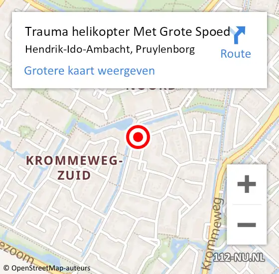 Locatie op kaart van de 112 melding: Trauma helikopter Met Grote Spoed Naar Hendrik-Ido-Ambacht, Pruylenborg op 6 april 2023 11:03