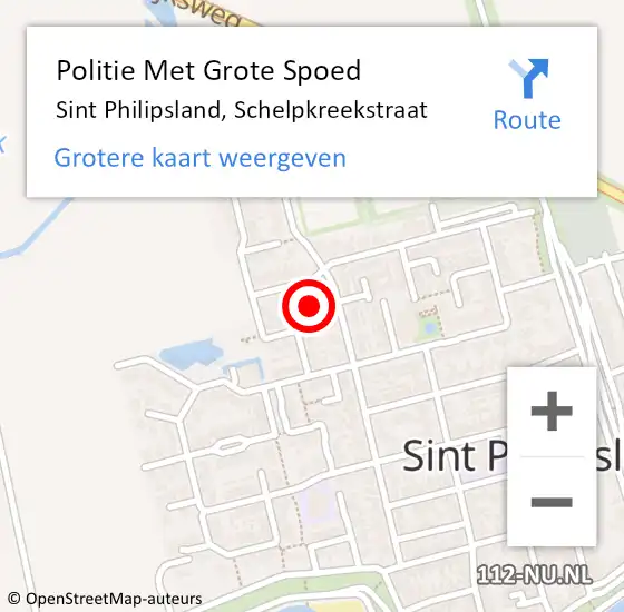 Locatie op kaart van de 112 melding: Politie Met Grote Spoed Naar Sint Philipsland, Schelpkreekstraat op 6 april 2023 11:07