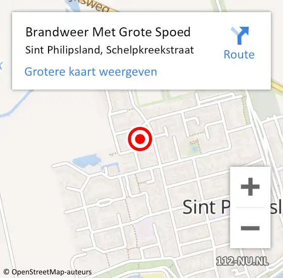 Locatie op kaart van de 112 melding: Brandweer Met Grote Spoed Naar Sint Philipsland, Schelpkreekstraat op 6 april 2023 11:08