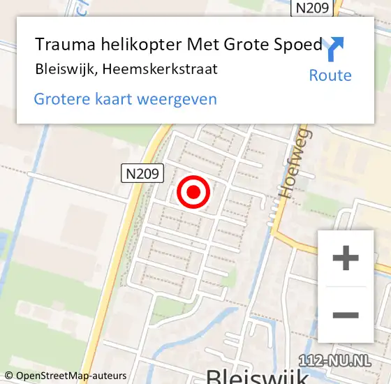 Locatie op kaart van de 112 melding: Trauma helikopter Met Grote Spoed Naar Bleiswijk, Heemskerkstraat op 6 april 2023 11:15