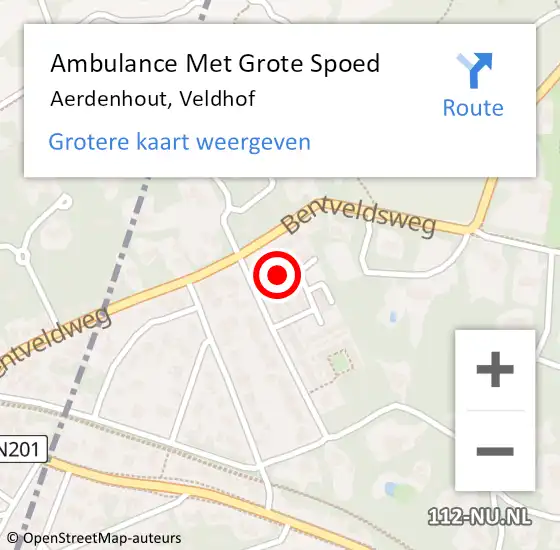 Locatie op kaart van de 112 melding: Ambulance Met Grote Spoed Naar Aerdenhout, Veldhof op 6 april 2023 11:33