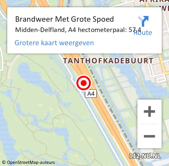 Locatie op kaart van de 112 melding: Brandweer Met Grote Spoed Naar Midden-Delfland, A4 hectometerpaal: 57,4 op 6 april 2023 11:33