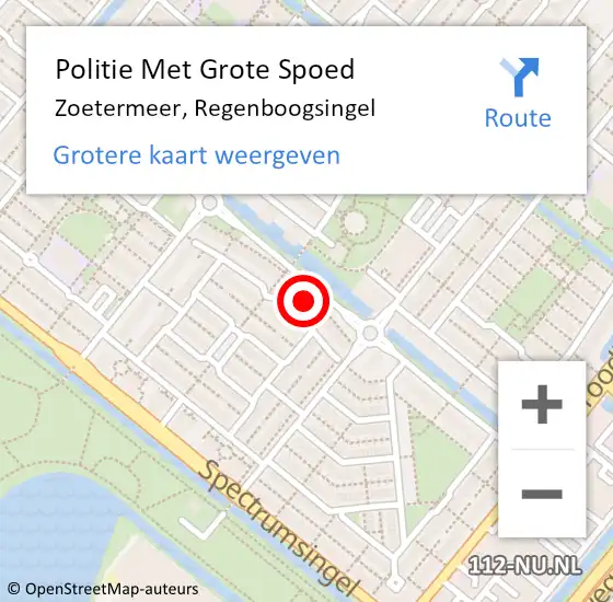 Locatie op kaart van de 112 melding: Politie Met Grote Spoed Naar Zoetermeer, Regenboogsingel op 6 april 2023 11:35