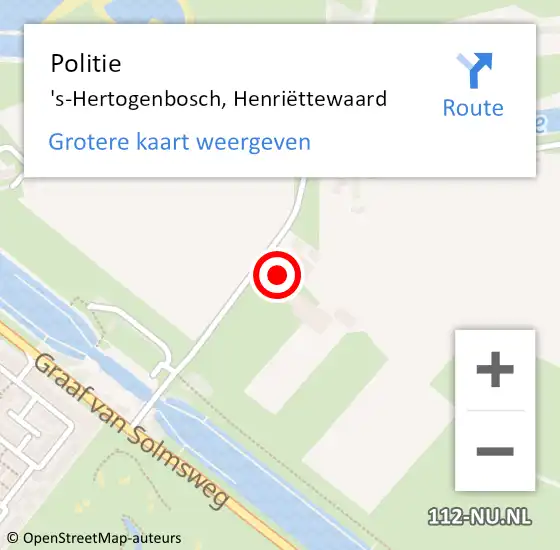 Locatie op kaart van de 112 melding: Politie 's-Hertogenbosch, Henriëttewaard op 6 april 2023 11:51