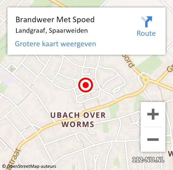 Locatie op kaart van de 112 melding: Brandweer Met Spoed Naar Landgraaf, Spaarweiden op 6 april 2023 11:53