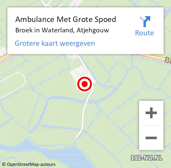 Locatie op kaart van de 112 melding: Ambulance Met Grote Spoed Naar Broek in Waterland, Atjehgouw op 6 april 2023 12:04