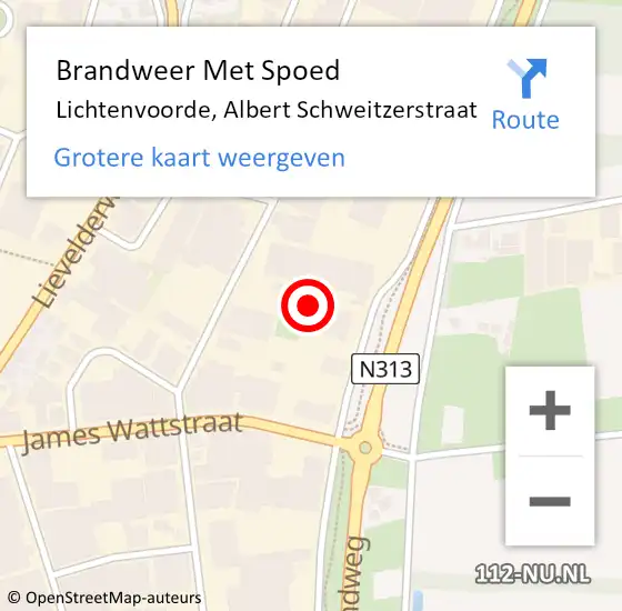 Locatie op kaart van de 112 melding: Brandweer Met Spoed Naar Lichtenvoorde, Albert Schweitzerstraat op 6 april 2023 12:08