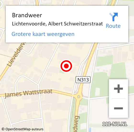 Locatie op kaart van de 112 melding: Brandweer Lichtenvoorde, Albert Schweitzerstraat op 6 april 2023 12:12