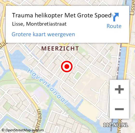 Locatie op kaart van de 112 melding: Trauma helikopter Met Grote Spoed Naar Lisse, Montbretiastraat op 6 april 2023 12:35