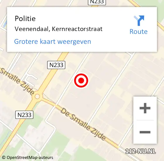 Locatie op kaart van de 112 melding: Politie Veenendaal, Kernreactorstraat op 6 april 2023 12:38