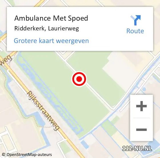 Locatie op kaart van de 112 melding: Ambulance Met Spoed Naar Ridderkerk, Laurierweg op 6 april 2023 12:43
