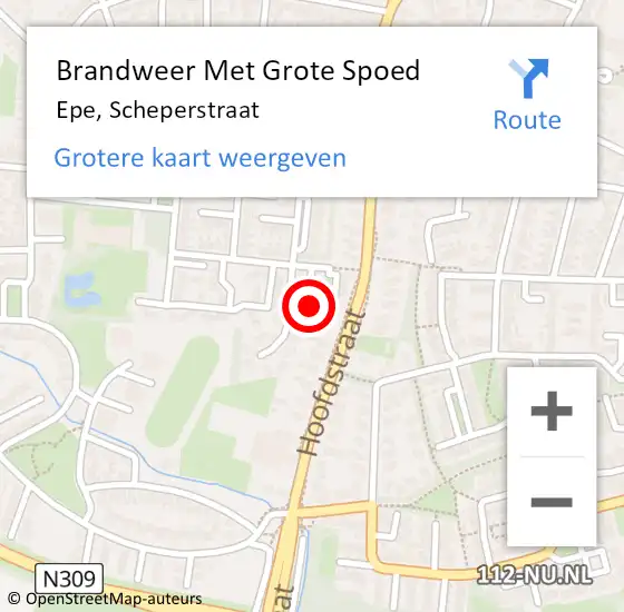 Locatie op kaart van de 112 melding: Brandweer Met Grote Spoed Naar Epe, Scheperstraat op 21 augustus 2014 12:51