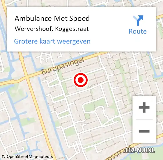 Locatie op kaart van de 112 melding: Ambulance Met Spoed Naar Wervershoof, Koggestraat op 6 april 2023 13:05