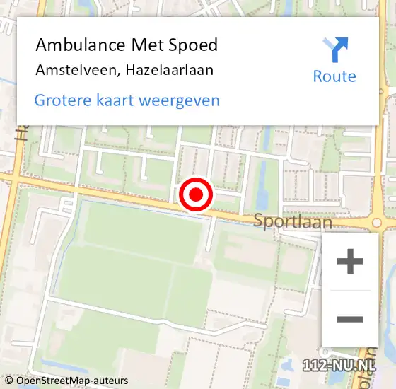 Locatie op kaart van de 112 melding: Ambulance Met Spoed Naar Amstelveen, Hazelaarlaan op 6 april 2023 13:06