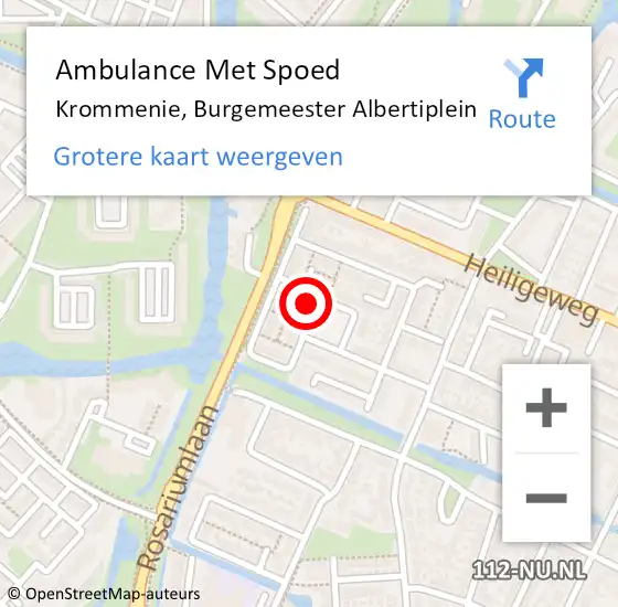 Locatie op kaart van de 112 melding: Ambulance Met Spoed Naar Krommenie, Burgemeester Albertiplein op 6 april 2023 13:36