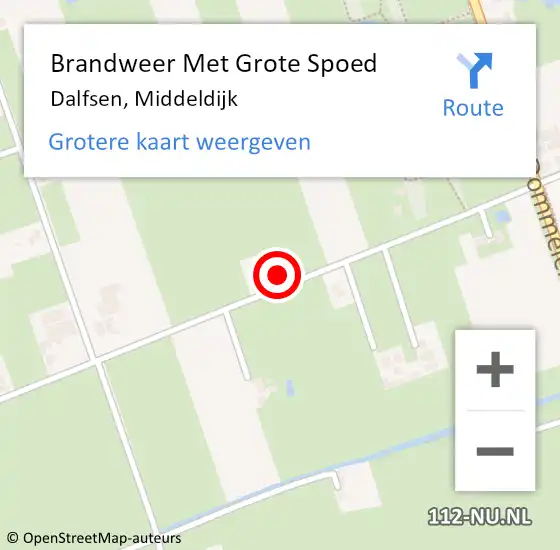 Locatie op kaart van de 112 melding: Brandweer Met Grote Spoed Naar Dalfsen, Middeldijk op 6 april 2023 14:33