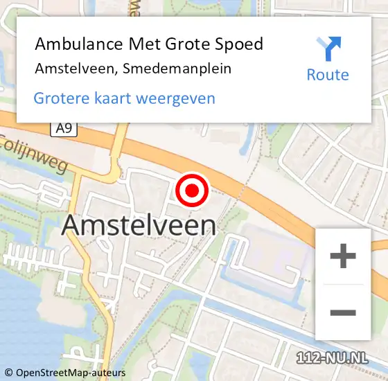 Locatie op kaart van de 112 melding: Ambulance Met Grote Spoed Naar Amstelveen, Smedemanplein op 6 april 2023 14:46