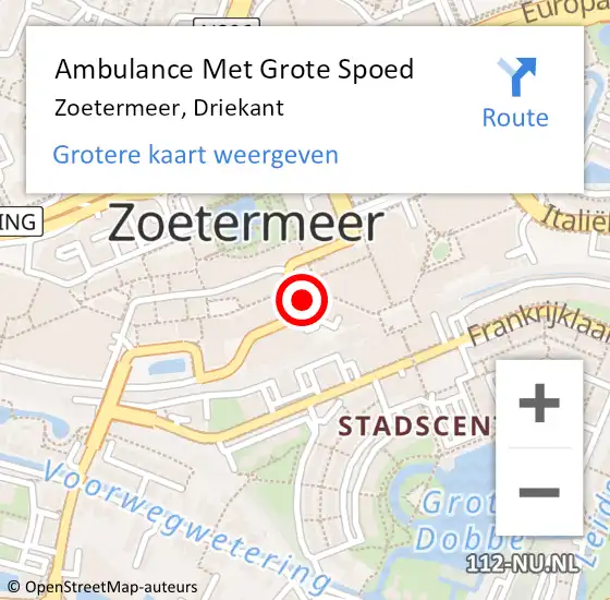 Locatie op kaart van de 112 melding: Ambulance Met Grote Spoed Naar Zoetermeer, Driekant op 6 april 2023 14:49