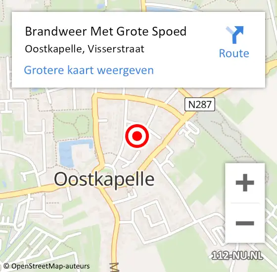 Locatie op kaart van de 112 melding: Brandweer Met Grote Spoed Naar Oostkapelle, Visserstraat op 21 augustus 2014 13:09