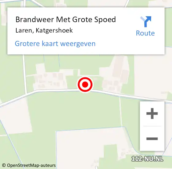 Locatie op kaart van de 112 melding: Brandweer Met Grote Spoed Naar Laren, Katgershoek op 6 april 2023 16:16