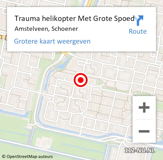 Locatie op kaart van de 112 melding: Trauma helikopter Met Grote Spoed Naar Amstelveen, Schoener op 6 april 2023 16:24