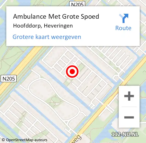 Locatie op kaart van de 112 melding: Ambulance Met Grote Spoed Naar Hoofddorp, Heveringen op 6 april 2023 16:26