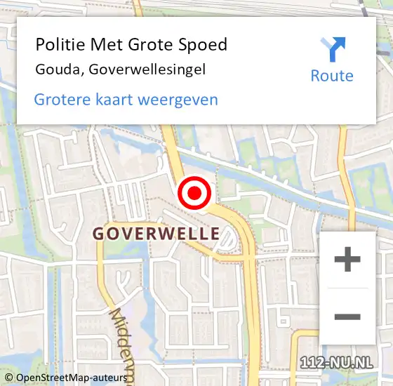 Locatie op kaart van de 112 melding: Politie Met Grote Spoed Naar Gouda, Goverwellesingel op 6 april 2023 16:37