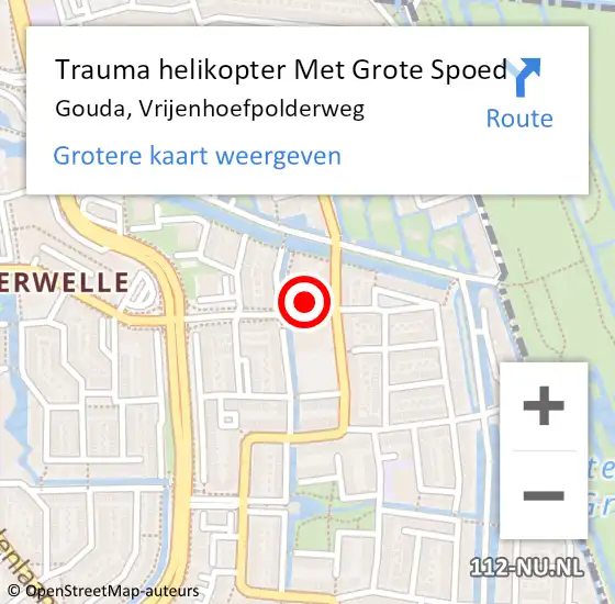 Locatie op kaart van de 112 melding: Trauma helikopter Met Grote Spoed Naar Gouda, Vrijenhoefpolderweg op 6 april 2023 16:41