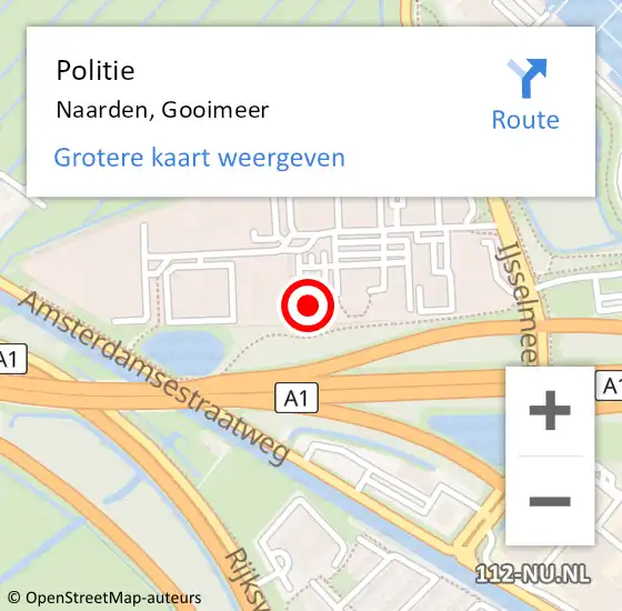 Locatie op kaart van de 112 melding: Politie Naarden, Gooimeer op 6 april 2023 16:49