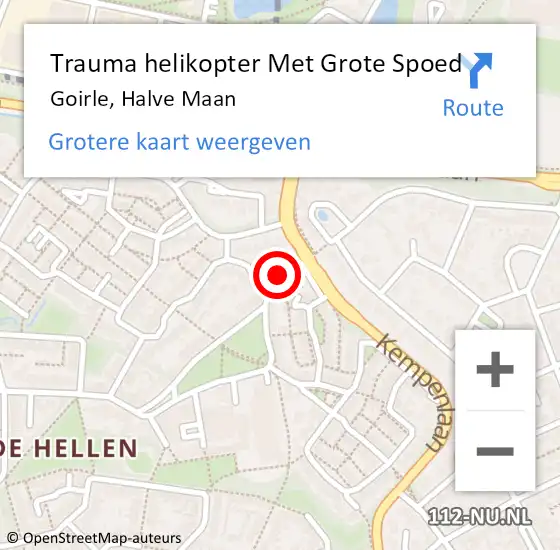 Locatie op kaart van de 112 melding: Trauma helikopter Met Grote Spoed Naar Goirle, Halve Maan op 6 april 2023 17:04