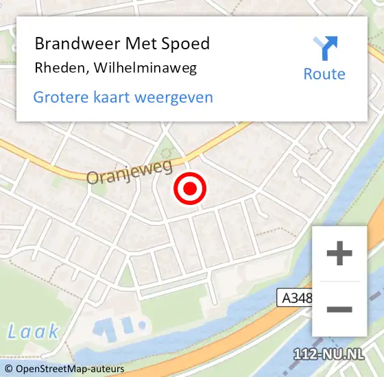 Locatie op kaart van de 112 melding: Brandweer Met Spoed Naar Rheden, Wilhelminaweg op 6 april 2023 17:41