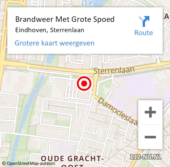 Locatie op kaart van de 112 melding: Brandweer Met Grote Spoed Naar Eindhoven, Sterrenlaan op 6 april 2023 17:57