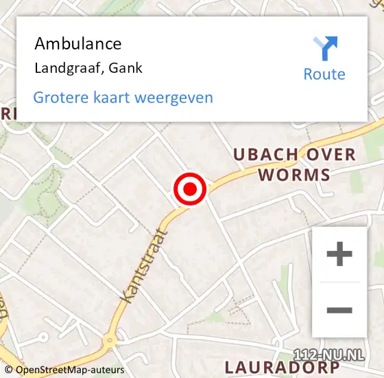 Locatie op kaart van de 112 melding: Ambulance Landgraaf, Gank op 21 augustus 2014 13:25