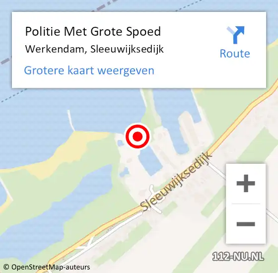 Locatie op kaart van de 112 melding: Politie Met Grote Spoed Naar Werkendam, Sleeuwijksedijk op 6 april 2023 18:11