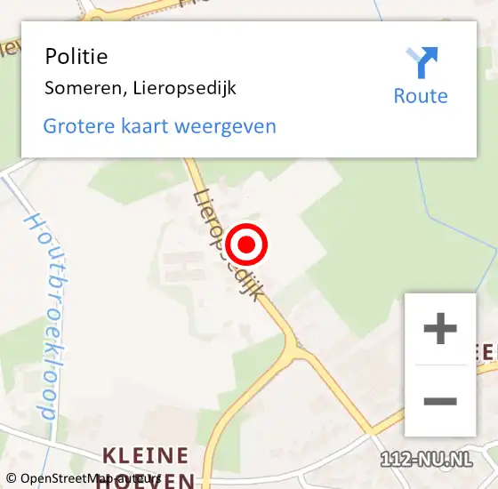 Locatie op kaart van de 112 melding: Politie Someren, Lieropsedijk op 6 april 2023 18:38