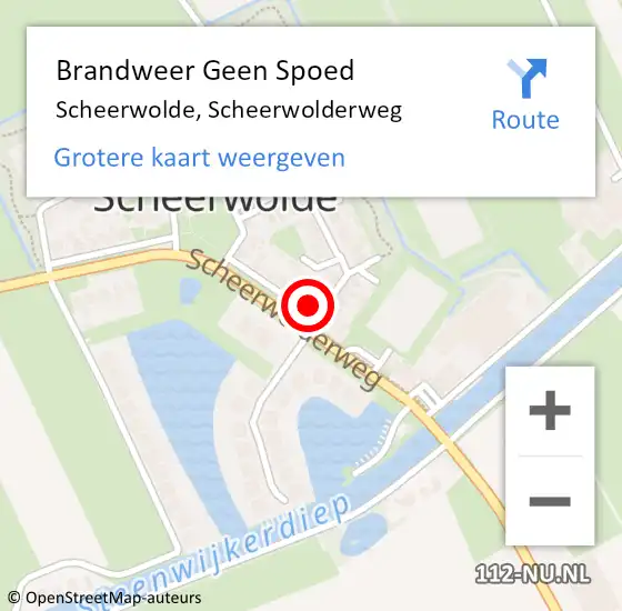 Locatie op kaart van de 112 melding: Brandweer Geen Spoed Naar Scheerwolde, Scheerwolderweg op 6 april 2023 18:50