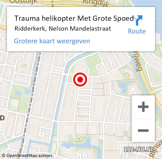 Locatie op kaart van de 112 melding: Trauma helikopter Met Grote Spoed Naar Ridderkerk, Nelson Mandelastraat op 6 april 2023 18:54