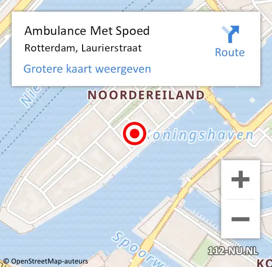 Locatie op kaart van de 112 melding: Ambulance Met Spoed Naar Rotterdam, Laurierstraat op 6 april 2023 18:57