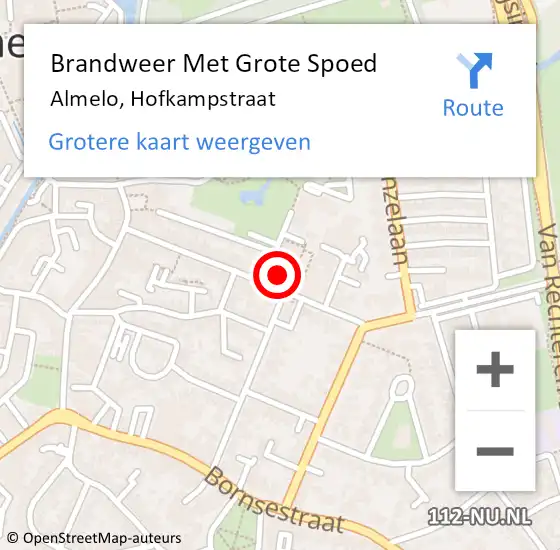 Locatie op kaart van de 112 melding: Brandweer Met Grote Spoed Naar Almelo, Hofkampstraat op 6 april 2023 19:02