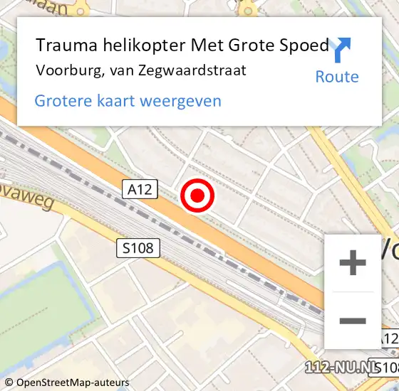 Locatie op kaart van de 112 melding: Trauma helikopter Met Grote Spoed Naar Voorburg, van Zegwaardstraat op 6 april 2023 19:17