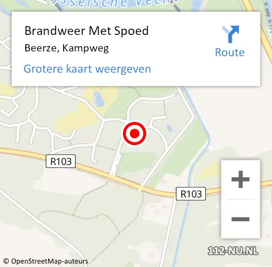 Locatie op kaart van de 112 melding: Brandweer Met Spoed Naar Beerze, Kampweg op 6 april 2023 19:46