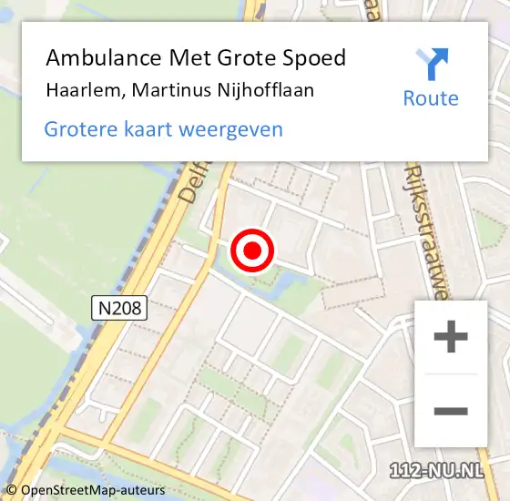 Locatie op kaart van de 112 melding: Ambulance Met Grote Spoed Naar Haarlem, Martinus Nijhofflaan op 6 april 2023 20:16