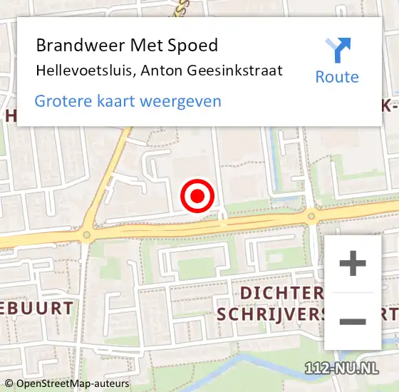 Locatie op kaart van de 112 melding: Brandweer Met Spoed Naar Hellevoetsluis, Anton Geesinkstraat op 6 april 2023 20:22