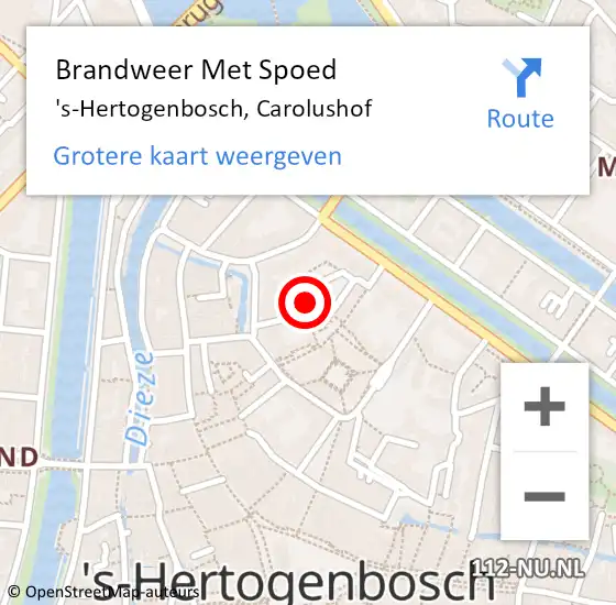 Locatie op kaart van de 112 melding: Brandweer Met Spoed Naar 's-Hertogenbosch, Carolushof op 6 april 2023 20:30