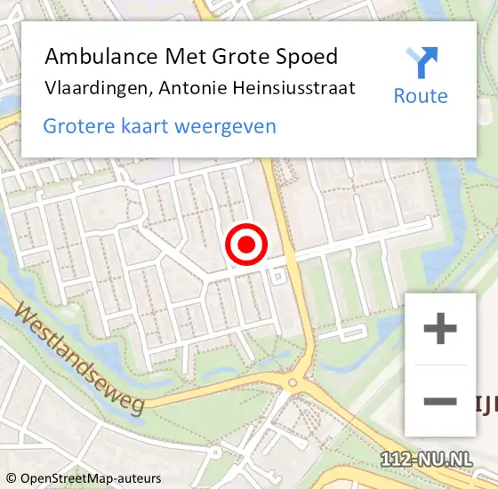 Locatie op kaart van de 112 melding: Ambulance Met Grote Spoed Naar Vlaardingen, Antonie Heinsiusstraat op 6 april 2023 21:34