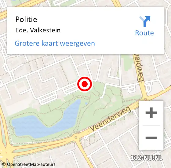 Locatie op kaart van de 112 melding: Politie Ede, Valkestein op 6 april 2023 21:53