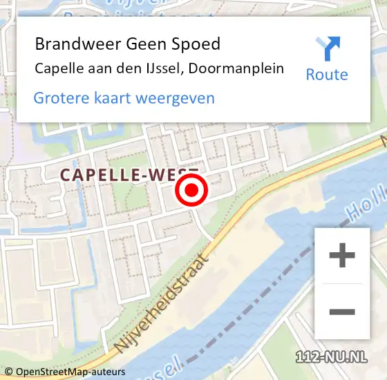 Locatie op kaart van de 112 melding: Brandweer Geen Spoed Naar Capelle aan den IJssel, Doormanplein op 6 april 2023 22:14